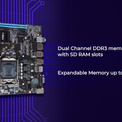 FRONTECH H61 Chipset Motherboard with 2xDDR3 RAM Slots LGA1155 Supports i3/i5/i7/Pentium Processors | 6+4 USB Ports | 4xSATA Slots | NVME Slots, 1xPCIEX16, 1xHDMI, 1xVGA (FT-0470)