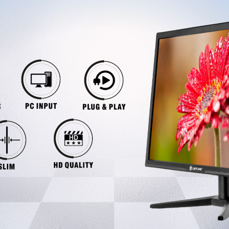 Lapcare LM195WDH 19 Inch(48.26CM) LED Display 16:10 1440x900 Pixel Ratio,Tilt Stand,Vesa Mount,HDMI + VGA Port (Black)