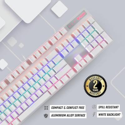RAPOO V500PRO White Edition Full Size Mechanical USB-a Gaming Keyboard Spill Resistant,Anti-Ghosting, RGB Lighting 5 Modes, Aluminium Alloy, Windows/macOS/PC/Laptop, 2 Years Warranty