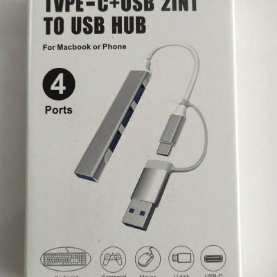 USB 2 IN 1 TYPE C AND USB 3.0 4 IN 1 HUB  METAL BODY