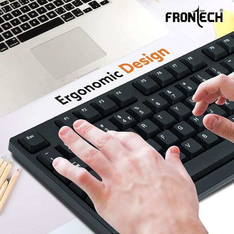 FRONTECH Wireless Keyboard and Mouse Combo | Membrane Keys with Retractable Stands | USB Plug & Play | Ergonomic & Comfortable Design | 1 Year