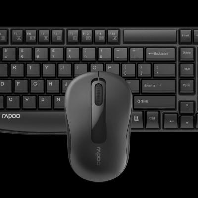 Rapoo X1800S Wireless Keyboard and Mouse, Anti-Fade & Spill-Resistant Keys - (Black)